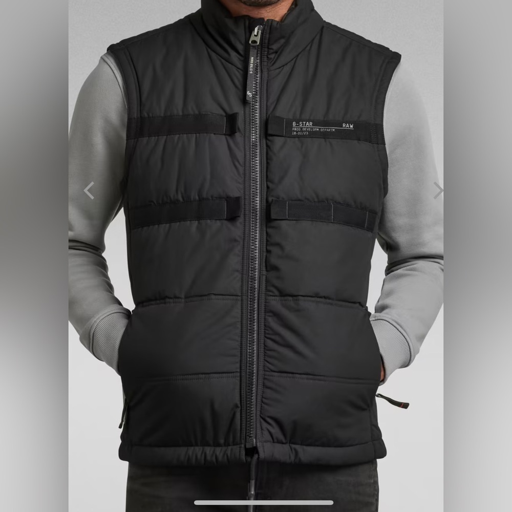 G-STAR RAW ATTAC TAPE QUILTED PADDED VEST (DK BLK / L)